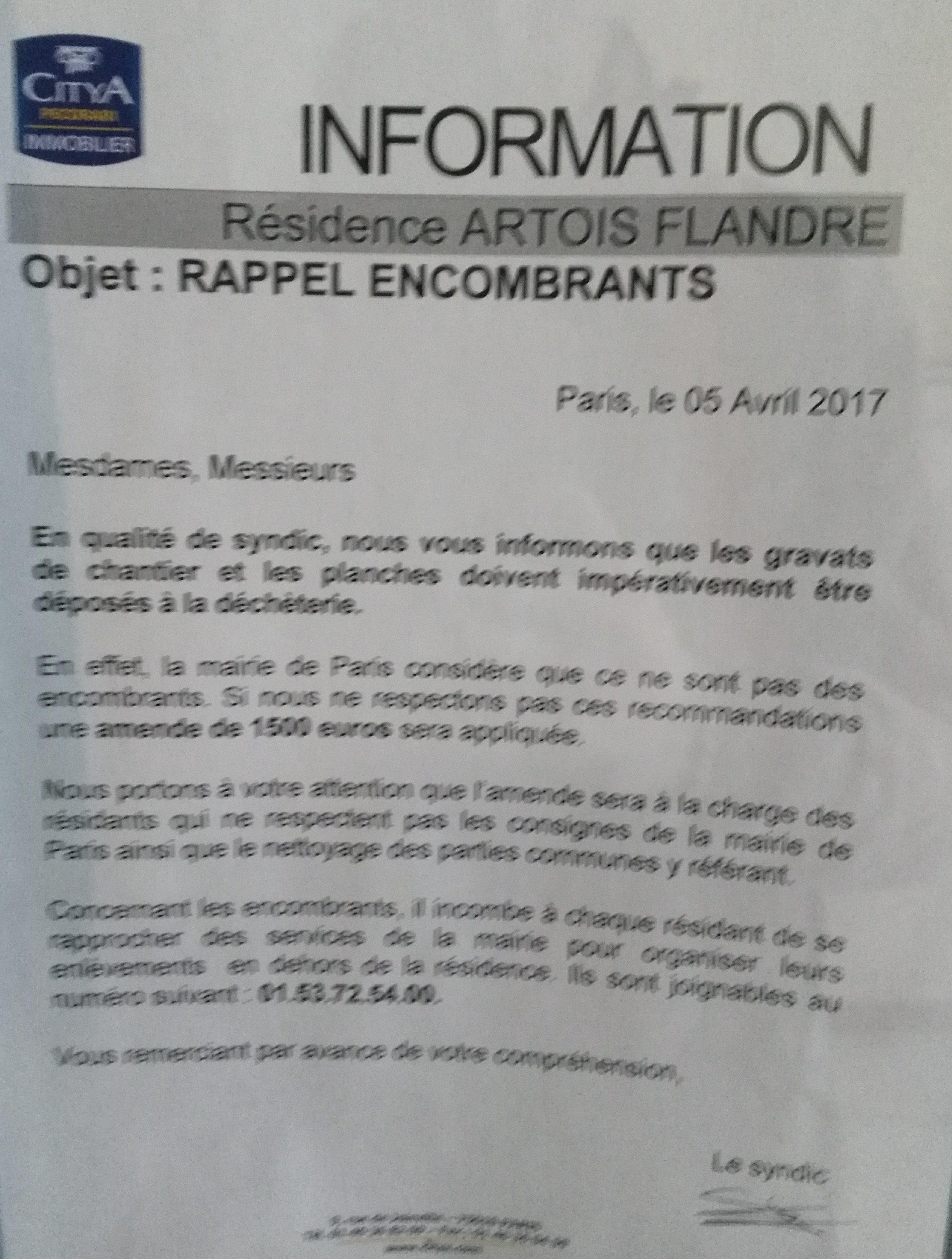 Rappel encombrants