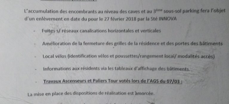 Information aux résidents