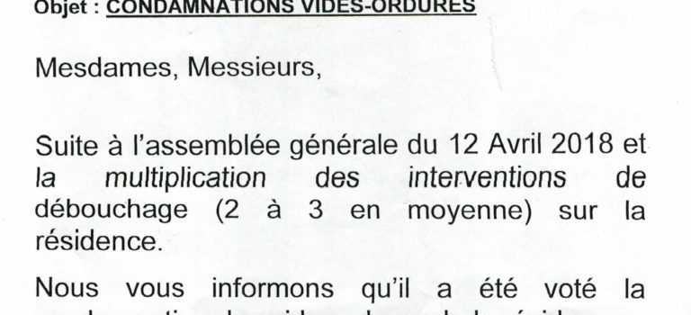 Condamnations des vides-ordures